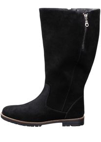 sheego Witt Damen Weitschaftstiefel aus Leder, mit Zierreissverschluss, schwarz, Größe 41, 100% Leder
