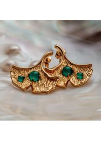 Holzkern Earrings Gold und Chalcedon
