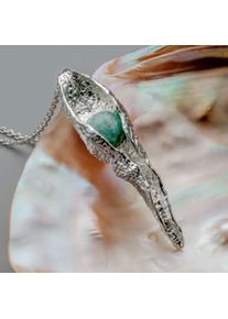Holzkern Necklaces Silber und Amazonit