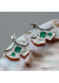 Holzkern Earrings Silber und Chalcedon