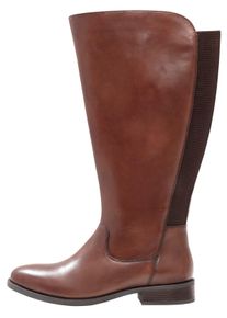 sheego Witt Damen Weitschaftstiefel mit elastischem Einsatz, braun, Gr&ouml;&szlig;e 40, 100% Leder