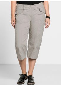 sheego Witt Damen 3/4-Hose mit Krempelfunktion, beige, Größe 52, 97% Baumwolle, 3% Elasthan