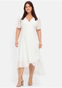 sheego Witt Damen Chiffonkleid mit asymmetrischem Saum, offwhite, Größe 52, 100% Polyester