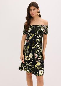 Carmen-Kleid aus softem Viskose-Mix in schwarz, Grösse 32/34 (XS), bonprix