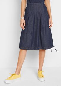 Stretch-Jeansrock mit Biesen Bindeband und Bequembund in blau, Grösse 48, 98% Baumwolle, bonprix
