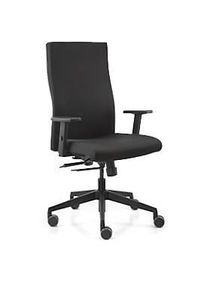 Dauphin Bürostuhl STRIKE plus comfort, mit Armlehnen, Synchronmechanik, Flachsitz, schwarz/schwarz