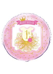 UNIQUE Ballon aluminium Princesse Alice 1er anniversaire rose