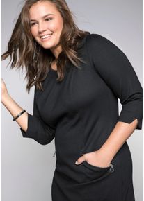 sheego Witt Damen Etuikleid in Milano-Qualität, schwarz, Größe 56, 70% Polyester, 25% Viskose, 5% Elasthan