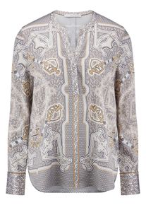 HERZEN ́S ANGELEGENHEIT - Bluse mit V-Öffnung, grau, Gr. 38, Seide