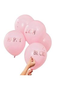 Ginger Ray 5 Personalisierbare Ballons rosa 30cm