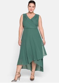 sheego Witt Damen Abendkleid in Wickeloptik, aus Chiffon, opalgrün, Größe 46, 100% Polyester