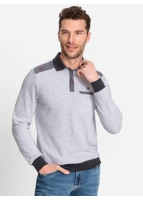 Marco Donati Witt Herren Sweatshirt mit Webbes&auml;tzen und Stickerei, hellgrau-meliert, Gr&ouml;&szlig;e 52/54, 50% Baumwolle, 50% Polyester