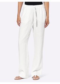 Heine Witt Damen Leinenhose mit weitem Bein, weiß, Größe 46, 100% Leinen