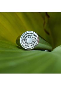 Holzkern Pixa Ring Silber und Perlmutt