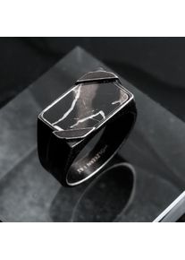 Holzkern Binomial Ring Antiksilber und Marmor
