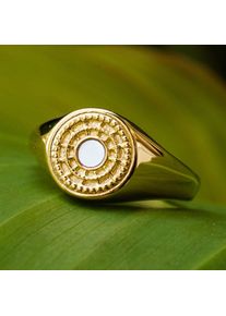 Holzkern Pixa Ring Gold und Weißes Perlmutt