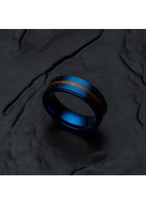 Holzkern Numerary Ring Blau und Walnuss