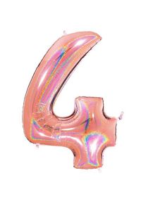 Palloncino olografico rosso e oro numero 4