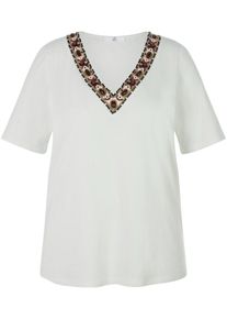 Emilia Lay - V-Shirt, weiss, Gr. 48, Baumwolle