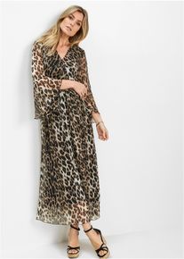 Maxikleid mit Leo-Druck in beige, Grösse 42, bonprix