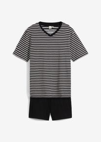 Shorty mit V-Ausschnitt in schwarz, Grösse 44/46 (S), 100% Baumwolle, bonprix