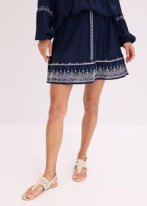 Minirock mit Stickerei in blau, Gr&ouml;sse 40, bonprix