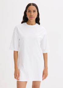 Oversize-Shirtkleid aus schwerer Bio-Baumwolle in weiss, Grösse 44/46 (L), 100% Baumwolle, bonprix