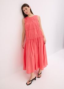Maxikleid mit Raffungen aus Baumwolle in pink, Grösse 46, 100% Baumwolle, bonprix