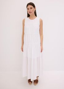 Maxikleid mit Raffungen aus Baumwolle in weiss, Grösse 46, 100% Baumwolle, bonprix