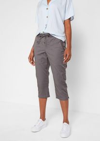 Caprihose mit Bindeband in grau, Grösse 50, 98% Baumwolle, bonprix