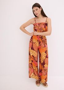 bedruckter Jumpsuit aus flie&szlig;ender Viskose in braun, Gr&ouml;sse 48, bonprix