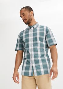 Kurzarmhemd aus reiner Baumwolle in grün, Grösse 43/44 (XL), 100% Baumwolle, bonprix