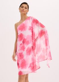 One-Shoulder-Kleid aus feinem Chiffon in weiss, Grösse 44, bonprix