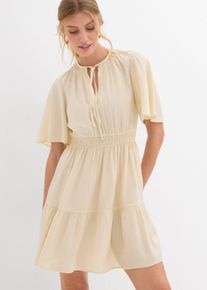 Minikleid aus flie&szlig;endem Viskose-Mix in beige, Gr&ouml;sse 44, bonprix