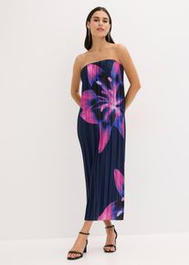 Bandeau-Kleid aus glänzendem Satin mit Plisse in schwarz, Grösse 38, bonprix