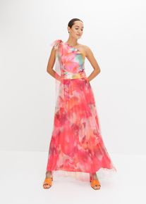 One-Shoulder-Kleid mit plissiertem Tüllrock in pink, Grösse 50, bonprix