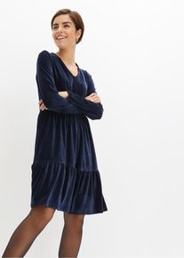 Minikleid aus elastischen Samt in blau, Grösse 36/38 (S), bonprix