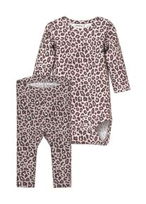 name it Set 'NBFLEOANA' , dunkelbraun / pastelllila / weiß, Größe 74