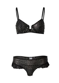 Nasty Gal, Femmes Ensemble de linge, noir / argent