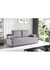 WERK2 Schlafsofa »Street«, 2-Sitzer Sofa und Schlafcouch mit Federkern & Bettkasten silberfarben Silber