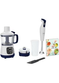 Tefal Stabmixer »HB55W4 Yummy Gourmet Babynahrungszubereiter«, 600 W, inkl. Stabmixer, Spatel, Messbecher, Keramikvorratsbehälter, Rezeptbuch weiß