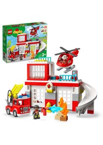 Lego® Konstruktionsspielsteine »Feuerwehrwache mit Hubschrauber (10970), DUPLO«, (117 St.), mit Sirenen und Licht; Made in Europe bunt
