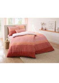 Dormisette Witt Bettw&auml;sche, apricot-terra-bedruckt, Gr&ouml;&szlig;e 40x80/135x200 cm, 100% Baumwolle