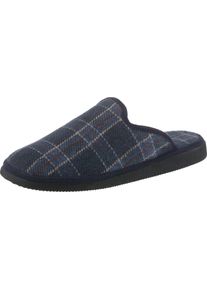 Herren Pantoffel ungef&uuml;ttert und leicht marine-kariert