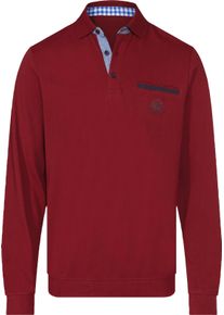 Marco Donati Herren Langarm-Poloshirt in Pikee-Qualit&auml;t dunkelrot-marine