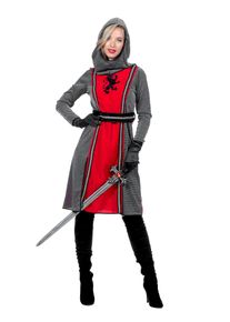 maskworld Mittelalter Ritterkleid grau-rot