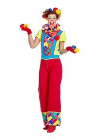 maskworld Costume da clown per donna dai colori vivaci