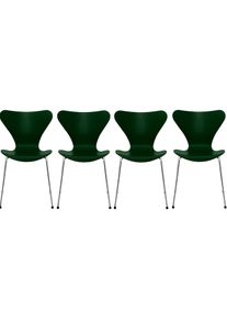 Siebener / Serie Stuhl 3107 Esche 4-er Set Fritz Hansen Ever green