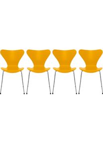 Siebener / Serie Stuhl 3107 Esche 4-er Set Fritz Hansen True yellow