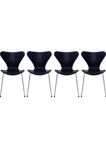 Siebener / Serie Stuhl 3107 Esche 4-er Set Fritz Hansen Midnight blue